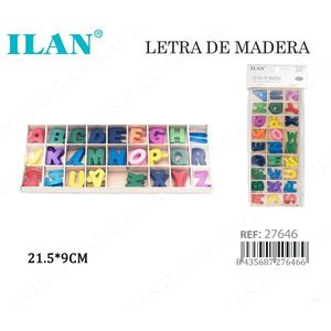 Lettere in legno Ilan in scatola 21,5x9 cm, gioco educativo per l'apprendimento dei bambini - Product Image 1