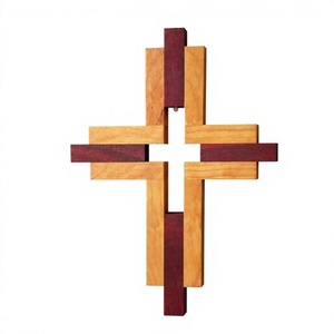 Escultura de Cruz de Madera Minimalista Art Deco de AZ ENTERPRISES, Decoración Religiosa para el Hogar, para Sala de Estar, Tema de Bautismo, Lavable - Product Image 4