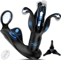 Jouet sexuel IA 4-en-1 pour hommes, avec modes d'expansion et de poussée, anneau vibrant et vibration des testicules, Plug, Boules, 9 x 9 modes
