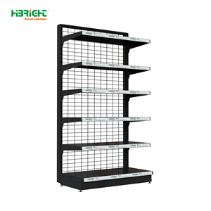 Heavy Duty <b>Metal</b> Gondola Shelf 5 Tier Retail Display Rack Wood Grain Supermarket Grocery Store Shelving - Product Image 4