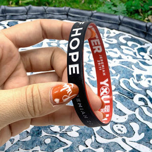 Özel iki tonlu siyah kauçuk bileklik 2 katmanlı çift taraflı silikon promosyon bandı - Product Image 3