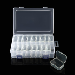 Transparent Plastic Storage <b>Box</b> 18-Compartment 5.5cm Square Jewelry Parts Organizer With Lid For Beads Fishing <b>Gear</b> - Product Image 1