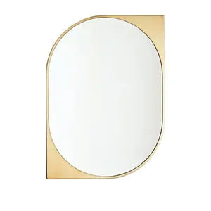 مرآة معلقة عتيقة كلاسيكية لتزيين المنزل مقطعة بالليزر مع سلسلة ذهبية للبيع بالجملة مرآة جديدة من المعدن والزجاج على شكل مرآة جدارية بوهيمية