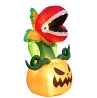 Citrouille gonflable d'Halloween avec homme qui mange une plante et lumières LED pour décoration extérieure de jardin, fête, modèle d'exposition effrayant