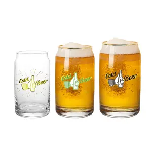 Vaso de vidrio soplado con logotipo personalizado, máquina de promoción personalizada de fábrica, vasos, jugo, cerveza, 12oz, 17oz, 20oz