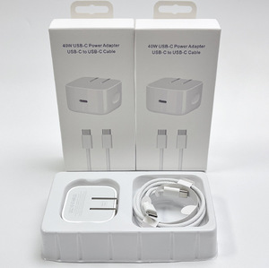 Adaptateur de charge rapide USB-C PD 40W avec câble tressé pour iPhone 17 16 15 14 Pro, prise US, chargeur USB-C pliable pour iPhone - Product Image 3