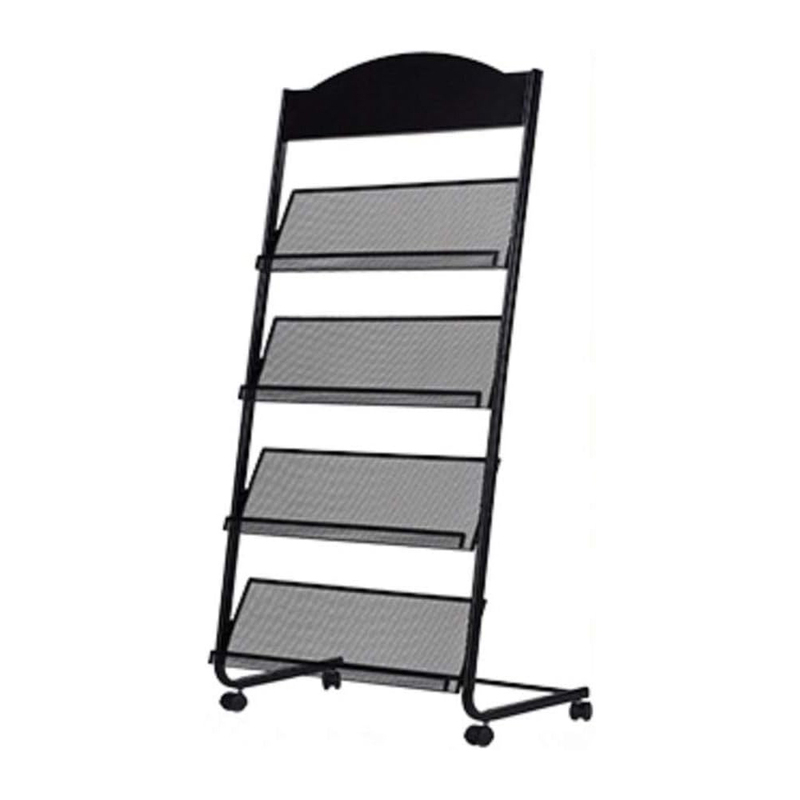 Floor Standing Magazine Rack Iron Wheeled