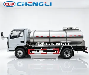รถบรรทุกนมมาตรฐานส่งออก Dongfeng 5 ลูกบาศก์เมตร รถบรรทุกเก็บนมสดแบบหุ้มฉนวนขนาดเล็ก 4x2  SUS304 สำหรับบรรทุกอาหารเหลว - Product Image 4