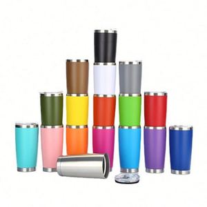 Vente en gros de gobelets à vin en acier inoxydable de haute qualité, revêtus de poudre, 20 oz, isolés, avec couvercle - Product Image 2