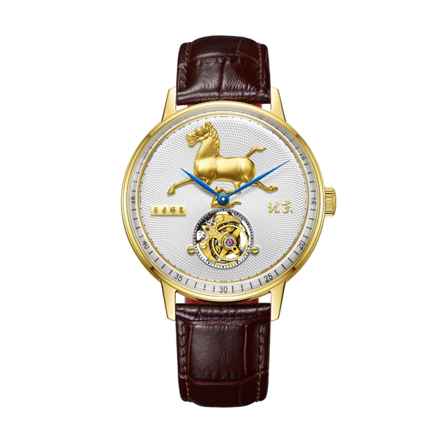 Beijing Flying Horse Gansu Tourbillon Watch 43mm Automatic Mechanical Stainless Steel Case Sapphire Crystal Dial 3Bar Watch