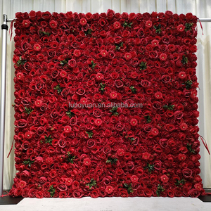SW fleurs artificielles panneau mural tissu bordeaux toile de fond fleur 3d rose mur rollup vin rouge 8*8 fleur mur pour la décoration de mariage - Product Image 5