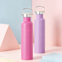 Bouteilles d'eau isothermes en acier inoxydable avec couvercle à poignée, anti-fuite, pour le camping, à ouverture large