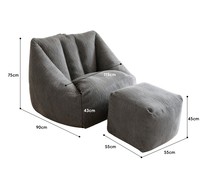 Fauteuil en velours côtelé avec petite éponge intégrée, canapé pouf compressé sous vide, canapé paresseux en tissu avec éponge pour la maison
