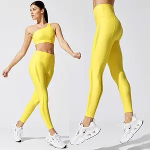 โรงงานราคาสูงเอวกางเกงฟิตเนสที่กำหนดเองผู้หญิงยืด Bright สี GYM Leggings ตาข่าย