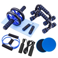 Kit de roulettes avec barre de pompes, corde à sauter, genouillères et AB Carver pour l'entraînement physique