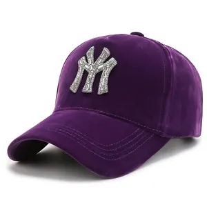 Großhandel Custom Velvet Strukturierte Baseball mützen ny Velvet Hüte Outdoor Street Sports Hat
