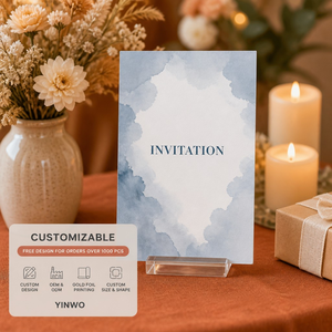 Hochwertige Maßgefertigte Nebelblau Aquarell Einladungskarte Personalisiertes Logo Benutzerdefinierte Form OEM Event-Einladungskarte - Product Image 4