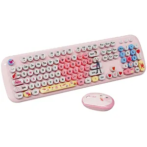 Conjunto de teclado e mouse coloridos retrô sem fio com desenho de desenho de IP Princess Princess OEM 2024 direto da fábrica