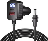 Pour Starlink Mini, chargeur de voiture allume-cigare 12V-24V vers câble d'alimentation CC avec écran LED /USB A/USB C
