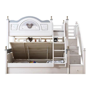 Lit double convertible en bois massif de luxe, blanc, meubles pour enfants, anti-chute, confortable, durable, chambre à coucher - Product Image 5