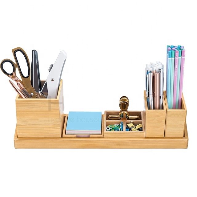 Сетчатый Настольный органайзер для офиса, 6 шт., бамбуковый Настольный поднос для хранения, настольный органайзер, набор