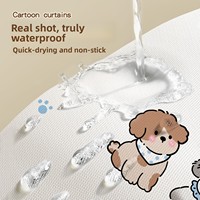 Rideau de douche en polyester imperméable et anti-moisissure avec motif animaux de dessin animé et fleurs, ensemble de tringle de séparation pour salle de bain