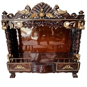 Templo/Mandir Moderno de Madera de Teca Tallada con Base Abierta, Unidad de Pooja Hindú de Madera de Teca al por Mayor, Templo de Madera Sagwan de Gran Tamaño para el Hogar - Product Image 5