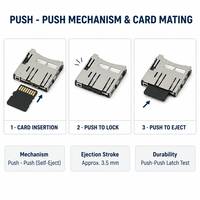 Connecteur de carte mémoire Micro SD TF 8 broches auto-éjectable de type push SMT pour téléphone portable, appareil portable intelligent