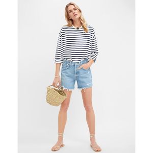 Striped 2 Piece Short Set For Women Casual <b>Long</b> Sleeve Top <b>Matching</b> Shorts Lounge Wear Soft Jersey Fabric Sleepwear - Product Image 6