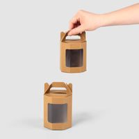 Mini boîte à gâteaux écologique avec fenêtre Boîtes d'emballage en papier kraft pour cupcakes macaron et beignets au chocolat
