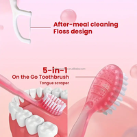 Brosses à dents portables miniatures jetables halal véganes en plastique avec dentifrice, poils souples, gratte-langue et cure-dent pour le voyage