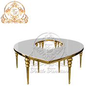 Table de banquet en verre nordique d'hôtel de conception moderne d'acier inoxydable d'or de forme d'oeil