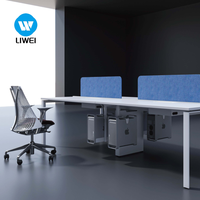 LIWEI Poste de travail modulaire de bureau commercial robuste pour 6 personnes, en panneaux de particules de classe E0, pour espace ouvert