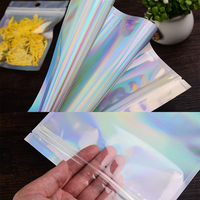 Une pochette transparente transparente pour fenêtre en plastique feuille d'aluminium refermable stockage argent holographique laser emballage sac à fermeture éclair