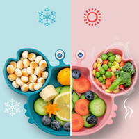 Assiette en silicone durable, sans BPA, écologique, de qualité alimentaire, avec ventouse, bol à coller sur la table, design mignon pour enfants, anime
