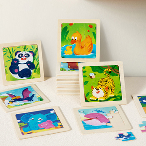 24 Desain Papan Puzzle Kayu 9 Potong dengan Bingkai Putih untuk Anak Prasekolah Pendidikan Dini Usia 1-3 Tahun Puzzle Jigsaw Unisex - Product Image 1