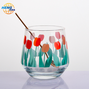 Elegante tazza di vetro stampata <span class=keywords><strong>a</strong></span> <span class=keywords><strong>tulipano</strong></span> per bere tè e succo - Product Image 5