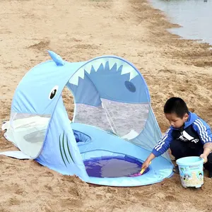 2024 Summer Kids Foldable Automatic Sun Shelter UV-Resist Double Tent Baby Outdoor Beach Garden Water Play Toys Tent with Pool