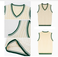 Gilet pull col en V pour garçons, uniforme scolaire, tenue preppy pour enfants, gilet pull brodé avec écusson pour la saison printemps-automne, OEM