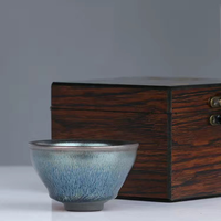 Authentique bol à thé Tenmoku en céramique argentée de type Jian de Chine, 125 ml, tasse à thé faite à la main, tasse de dégustation Kung Fu, tasse de maître, coffret cadeau