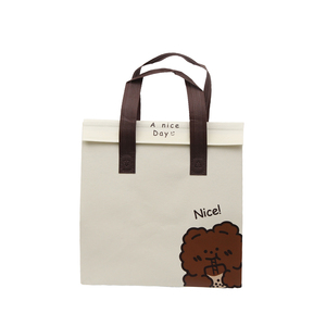 Bolso de mano reutilizable de primera calidad, logotipo personalizado impreso, bolsa de compras plegable no tejida, diseño de transferencia de calor medio para viajes de mercado - Product Image 2