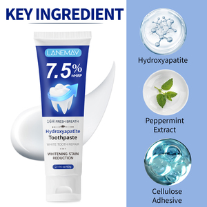 Dentifrice blanchissant à l'acide hyaluronique à la menthe biologique naturelle, haleine fraîche, réduit la plaque bactérienne buccale - Product Image 5