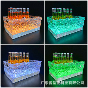 Cubeta de Hielo Acrílica Iluminada con LED, Diseño Moderno Rectangular, Enfriador de Bebidas para Fiestas - Product Image 5