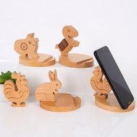 Support de téléphone multifonctionnel en bois massif personnalisable, design animalier, style INS, pour la décoration de la maison, objet de collection pour bureau