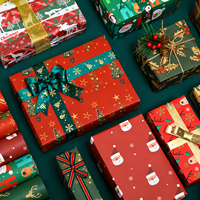 Papier d'emballage kraft de Noël 50x70cm, feuilles de papier cadeau avec motifs de Père Noël, rennes et sapins pour emballages de fêtes, vente en gros