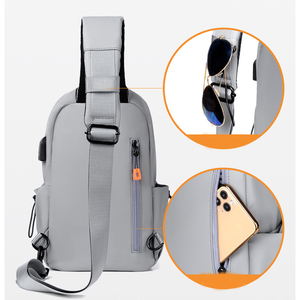2023 borsa a tracolla a tracolla con USB e serratura codificata borsa a tracolla antifurto Fashion Cool Sling Bag Logo personalizzato impermeabile per uomo - Product Image 6