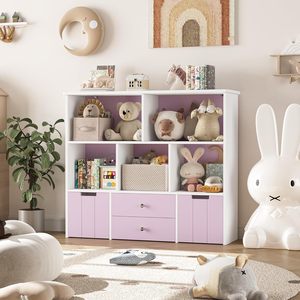 <span class=keywords><strong>Coffre</strong></span> à jouets <span class=keywords><strong>rose</strong></span> pour chambre de filles Avec 2 boîtes de rangement amovibles et tiroirs 5 étagères de rangement Boîte de rangement multifonctionnelle - Product Image 4