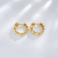 Boucles d'oreilles créoles en or jaune 18 carats avec diamants de laboratoire, boucles d'oreilles à clous tendance avec diamants de laboratoire, bijoux vintage