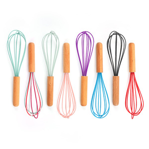 Đồ Dùng Nhà Bếp Đa-Màu Sắc 10 Inch Tay Cầm Bằng Gỗ Không Dính Silicone Trứng Beater Đánh Cho Pha Trộn - Product Image 1
