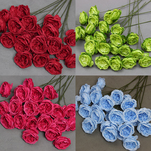 Fleurs artificielles Austin Rose, 3 têtes, tige unique, en plastique PU et soie, pour décoration de mariage - Product Image 4